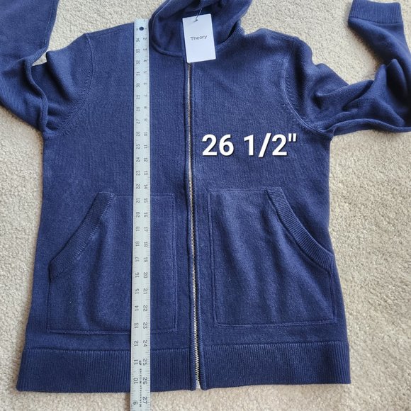 NWT Theory Wool-Cashmere blend hoodie Navy medium - Picture 5 of 16